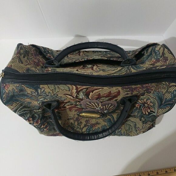 Sorrento Vintage Carry-All  Carry-On Floral Tapestry Luggage Overnight Tote Bag - Picture 5 of 8